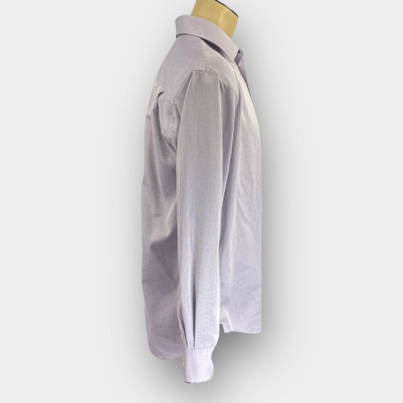 Leo Chevalier Men’s Dress Shirt Lavender Striped Button Up Size 17 (34/35) - Picture 2 of 10